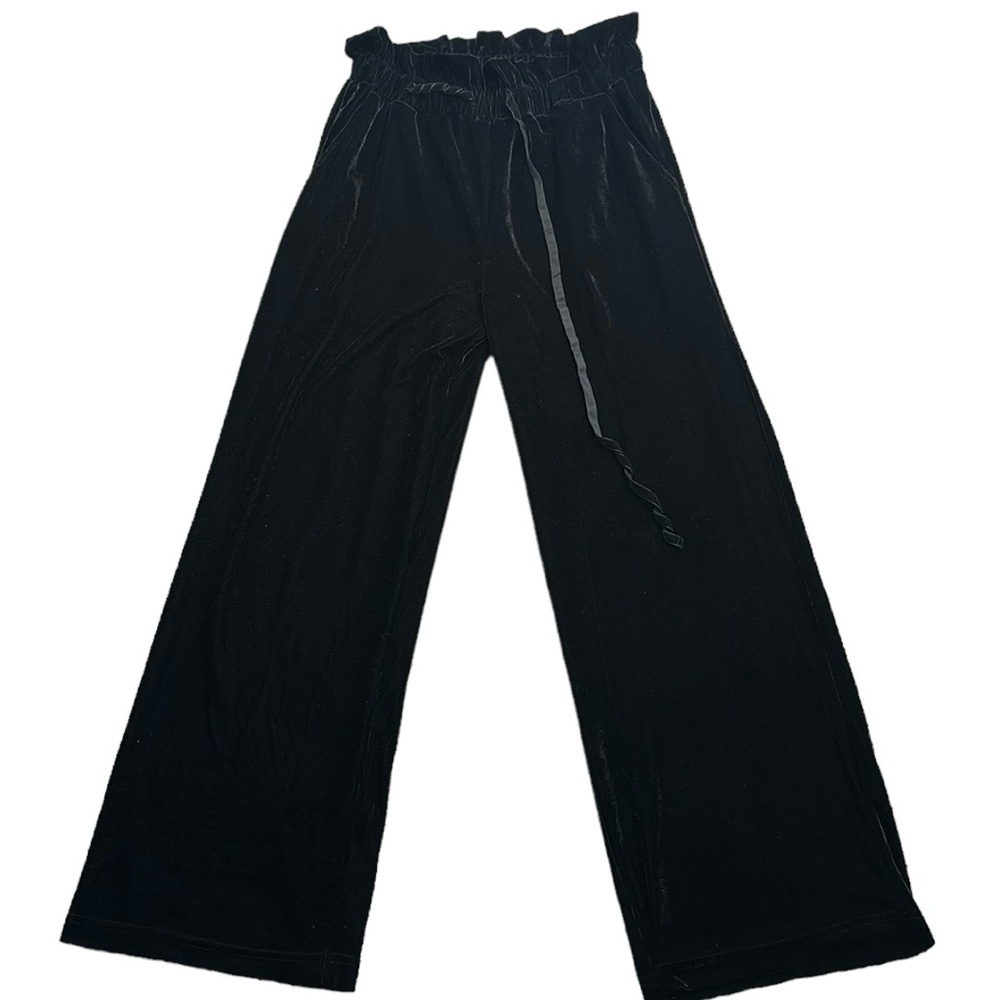 Sans souci wide leg velvet black pants elastic waist size small new